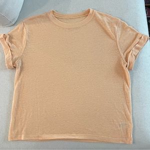 Cuffed Sleeve Tshirt, Peach color, medium, paper thin